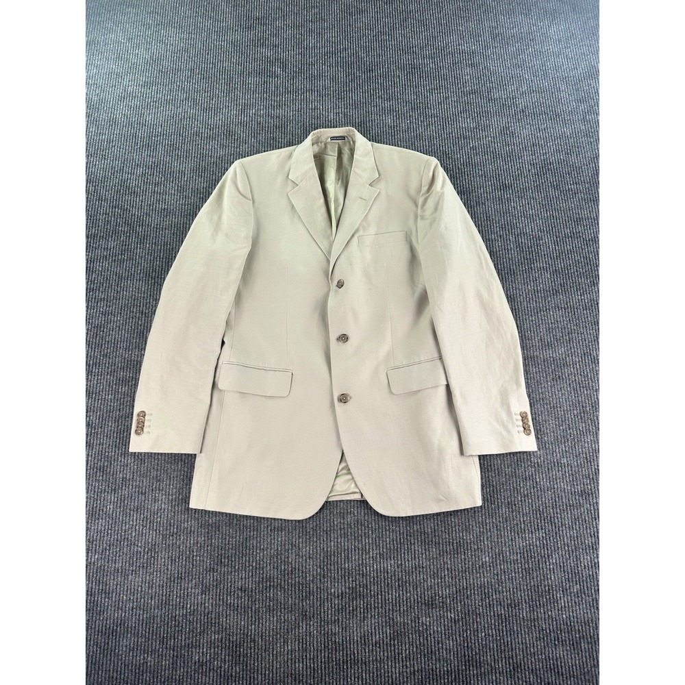 Vintage Banana Republic Suit Jacket 42 L Beige Cotton Linen Canvas Designer